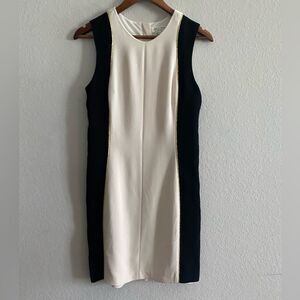 Rag & Bone Dupont Midi Dress Back Zip Gold Trim Sleeveless Lined Ivory Size 4